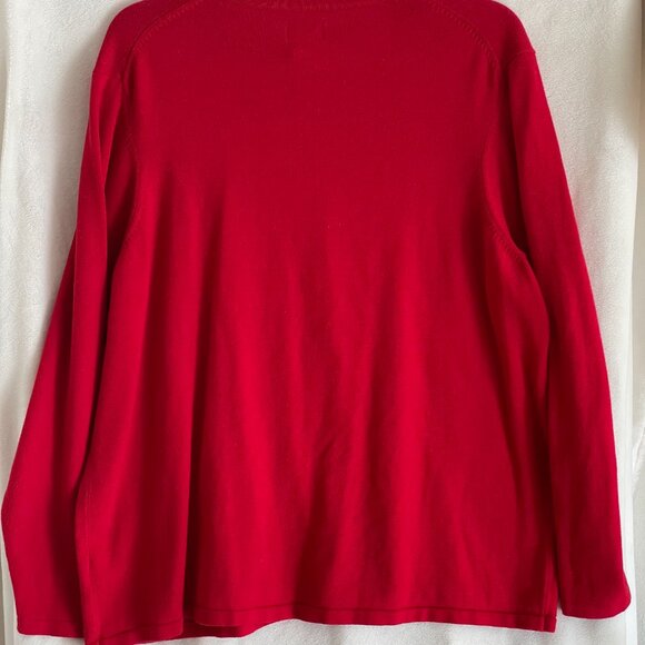 Liz Baker 1X Holiday Sequin Embellished Red Cardigan Sweater Long Sleeve Buttons - Picture 5 of 5